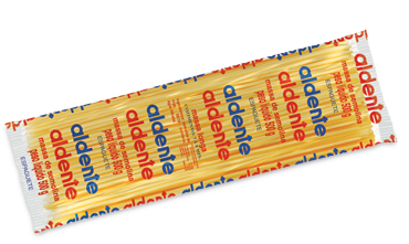 aldente espaguete.jpg - MASSA ESPAGUETESemolina de trigo rica com ferro e ácido fólico, água filtrada e beta-caroteno (corante natural).CONTÉM GLÚTEN.